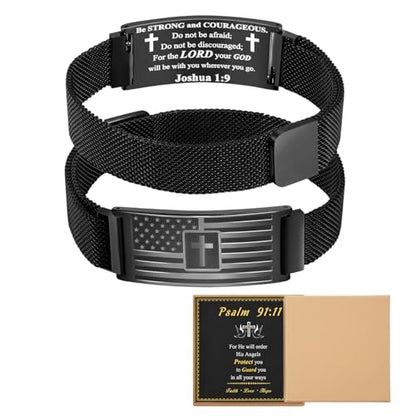 Cross Bracelet for Men, Clasp Religious Bracelet with Engraved Cross Charm, Inspirational Christian Gifts for Men, Bible Verse Bracelets, Adjustable Wristband for Daily Wear,Jesus Bracelets,Daily Bible Verse Bracelet