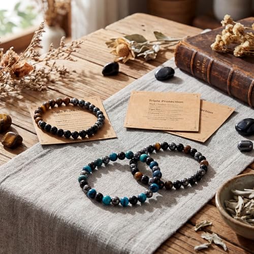 Kingdder 3 Pcs Cross Bracelet Tiger Eye Bracelet for Men 8mm Natural Stone Adjustable Christian Religious Birthday Jewelry - style: Classic