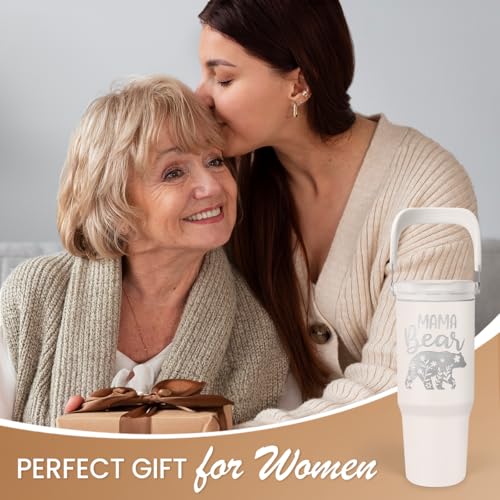 Mom Tumbler 30oz, Mama Bear Tumbler Stainless Steel Insulated Coffee Travel Mug with Handle & Flip Straw Lid, Gifts for Mommy, Presents for Mom for Christmas Birthday Mothers Day Valentines - color: Mom 1
