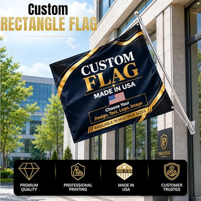 Custom Flag by BCB Print; Personalized Outdoor Flag with Photo Text Logo; 1 x 1 1/2 2x3 3x5 4x6 5x8 FT; HD Print; 2 Grommets; No Pole Hardware; Made in USA Fast Delivery - color: Flag