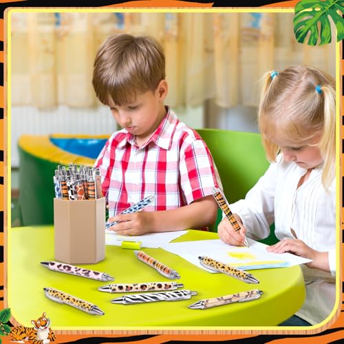 Dispowreath 48 Pcs Animal Print Pens Safari Jungle Cheetah Ink Pens - style: Animal