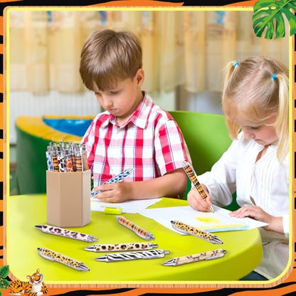 Dispowreath 48 Pcs Animal Print Pens Safari Jungle Cheetah Ink Pens - style: Animal
