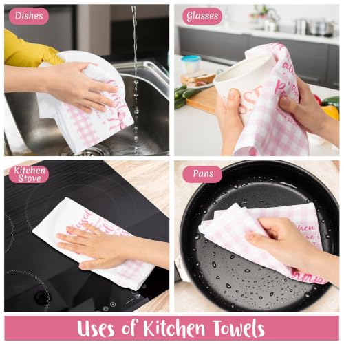 R HORSE 5 Pack Pink Bow Bible Verse Kitchen Dish Towels - color: Christian Pink Bow