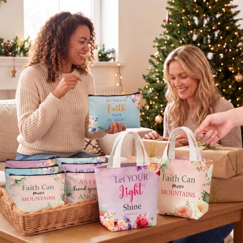 24 Pcs Christmas Christian Gift Bible Verse Tote Bag - style: Bright