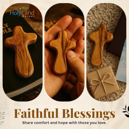 Holy Land Market Olive Wood Pocket Cross 2.5 in, Small Wooden Cross, 25 - size: 25 count