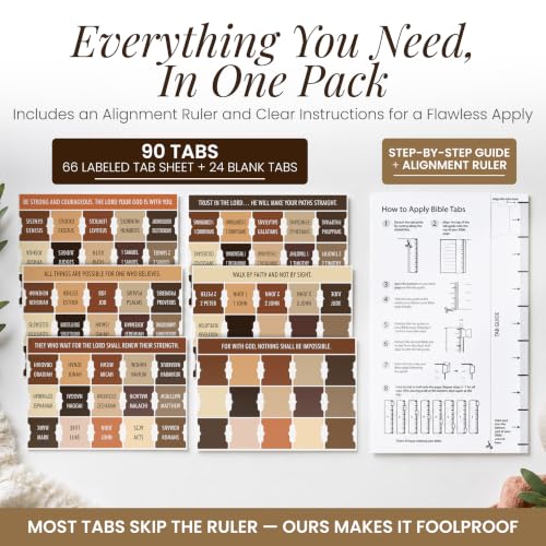 90 Christian Bible Tabs for Women, Men & Kids - Brown - color: Brown