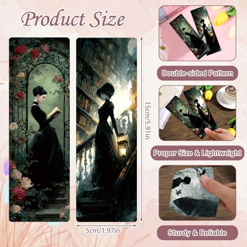 Dark Academia Bookmarks for Women - 100 Pcs Gothic Witchy Vintage Bookmark Dark Romance Book Mark Skull Rose Page Marker Clip Gifts for Book Lovers Students Teachers Bookish Reading - color: Dark Academia