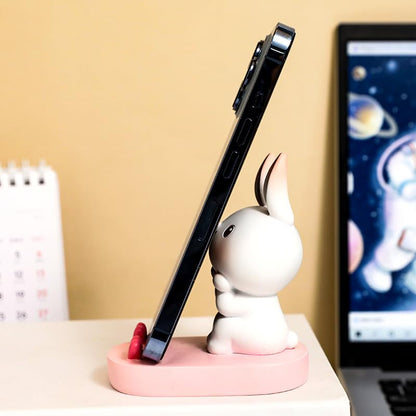 SIQITECHNO Cute Bunny Cell Phone Stand Holder Universal Resin Rabbit Smartphone Stand Desktop Phone Holder Funny Animal Statue Mobile Phones Tablet Stands Creative Desk Ornament for Home Office Desk - color: Sit