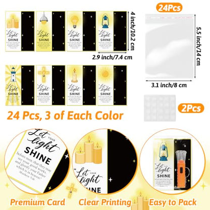 24 Set Religious Gifts Bulk Mini Flashlights with Bible Verse Card - color: Religious-24 Set