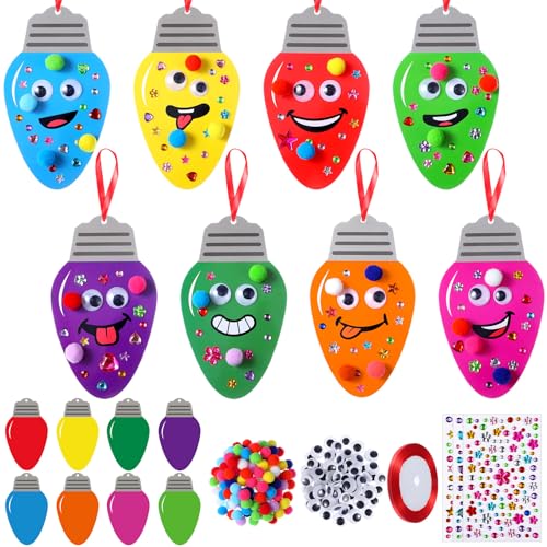 Funrous 48 Sets Christmas Crafts Bulk Colorful Lights Bulbs Paper Crafts - style: Colorful Lights