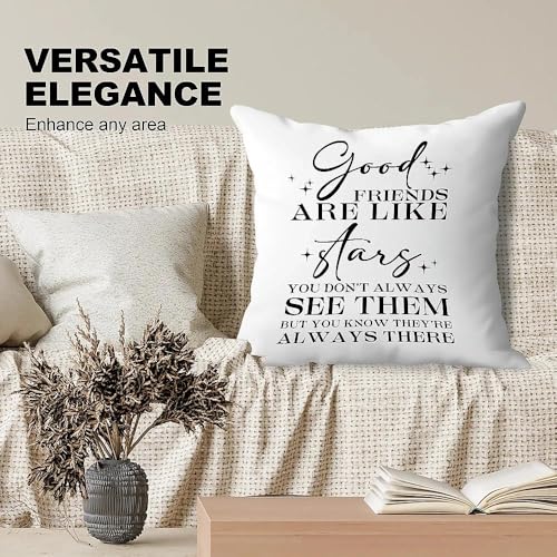 Friendship Gifts for Women Pillow Covers 18x18, Best Friends Bestie BFF Gifts for Women, Good Friends are Like Stars Gifts Decorative Throw Pillow Covers for Home Living Room Bedroom Sofa Couch - color: Good Friends