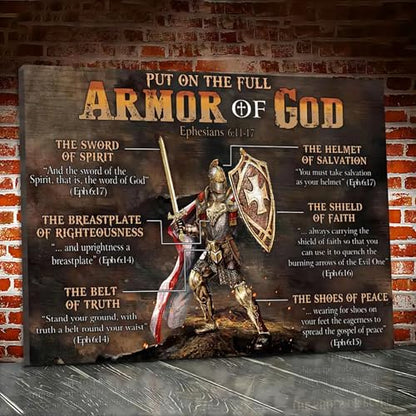 Armor of God Wall Art - Christian Wall Art with Ephesians 6:10-18 Scripture - 1.5cm Thick Gallery Wrapped Canvas - Ready to Hang - Religious Faith Gift for Home, Office, Church - 15.7x11.8 - color: Armor of God