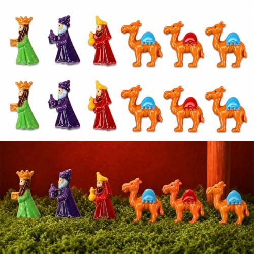 Cinnvoice 60 Pcs Christmas Nativity Set for Craft Mini Wise Men Figurine - color: Colorful, style: Wise Men