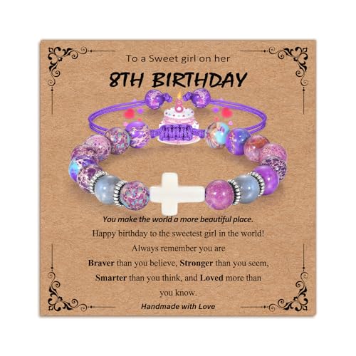 Bracelets for Girls Cross Soccer Bracelets Birthday Gifts for Girl - color: 1# 8th Birthday
