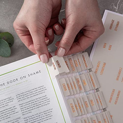DiverseBee Laminated Bible Tabs with Copper Embossed Lettering (Alabaster) - color: Alabaster