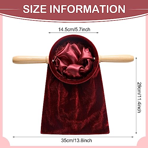 Tioncy 2 Set Church Tithe Offering Bag with Wooden Handle, 14" X 6", Red - color: Red, size: 14" X 6"