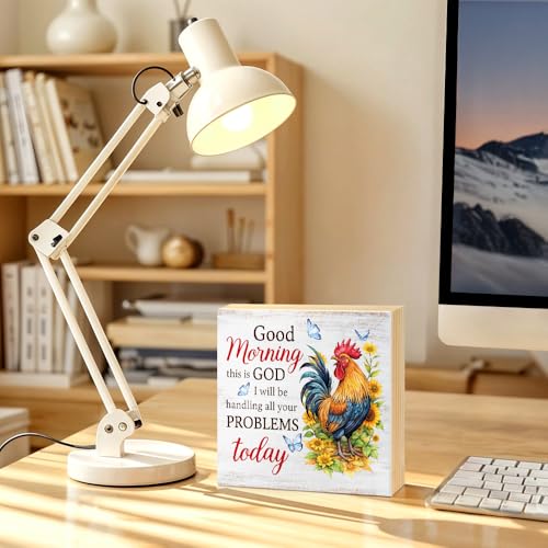 Good Morning This Is God I Will Be Handling Wood Box Sign 5.9 * 5.9 - color: white026