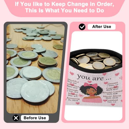 4 Pcs Christian Gifts for African Americans Women 4 Pack Coin Purses Inspirational Gifts for Black Women Bible Verse Coin Pouch for for Black Girls Friend Christmas Birthday Encouragement Wallet