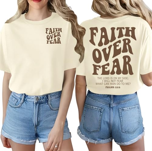 Christian Shirts for Women Bible Verse Shirt Jesus Faith T-Shirt Inspirational Religious Gift Tee Tops - color: Apricot1, size: XX-Large