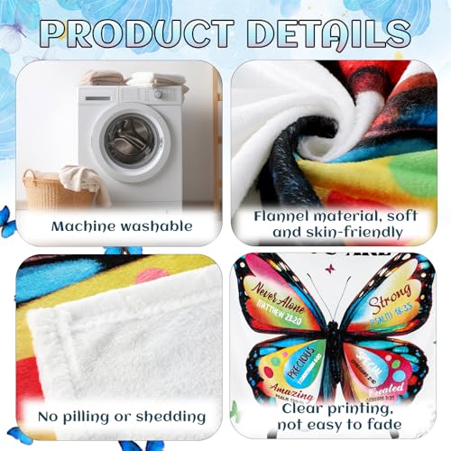 Moukeren Christian Blanket for Women Mother's Day Butterfly Blanket Faith Religious God Says You are Throws Inspirational Bible Catholic Gift for Mom Sister Friend Baptism Confirmation 50'' x 60'' - style: Butterfly