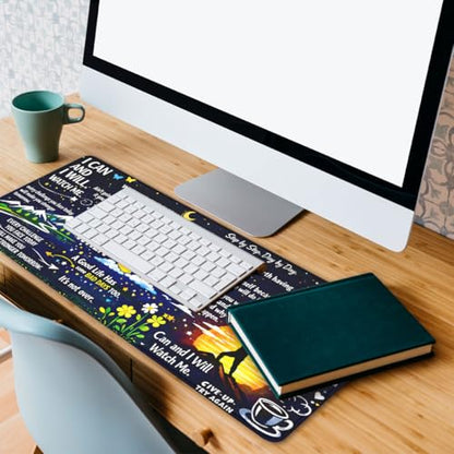 Motivational Quotes Mouse Pad Inspirational Night Sky Extended Mousepad Waterproof Stitched Edges Rubber Base Non-Slip Deskmap Computer Keyboard Mat 31.5x11.8 Inch - color: Motivational Quotes, size: 31.5" x 11.8"