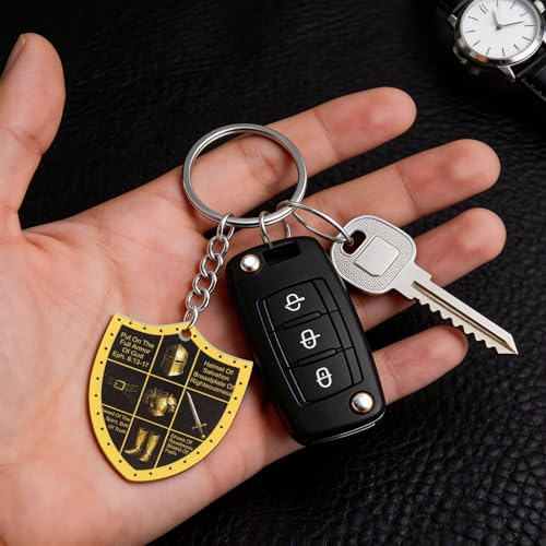 50 Pack Christian Put on the Whole Armor of God Keychains Church Gifts for Men, Military Knight Religious Key Ring