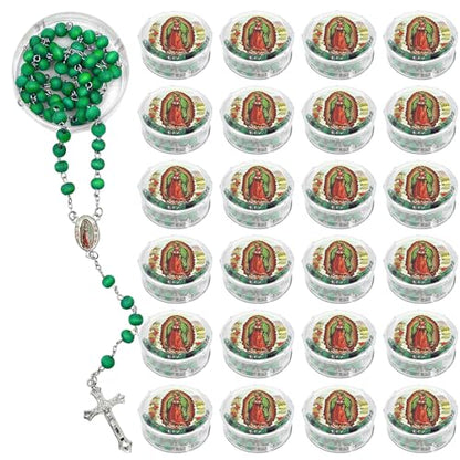 24Pcs Rose Scented Catholic Rosaries Necklaces Rosary Beads Necklace - color: Green