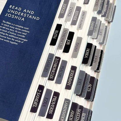 Thinkor Reposition Laminated Bible Tabs, Large Print Stickers, Easy to Read and Apply Bible Tabs for Women and Man (Gray Blue) - color: Gray Blue