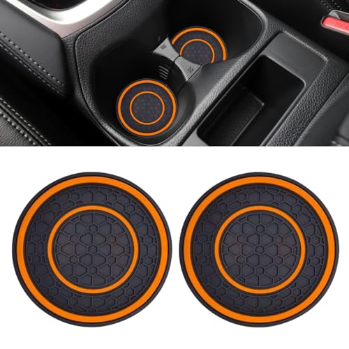 smilfuy 2PCS Car Cup Holder Coasters, 2.75 Inch Non-Slip Anti Dust Cup Mats - color: Orange