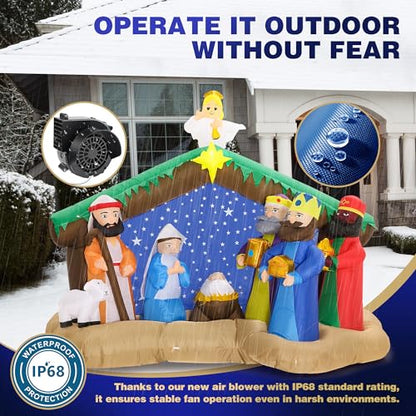 8 FT Christmas Inflatables Nativity Scene Outdoor Decorations, Christmas Blow Up Yard Decorations Nativity Sets for Garden Lawn Xmas Decor - style: 8 FT Nativity 1