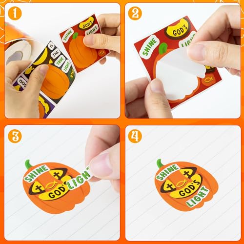Haooryx Pumpkin Religious Sticker Roll, 300Pcs Make A Halloween Pumpkin Face - style: Religious Halloween pumpkin 1Roll