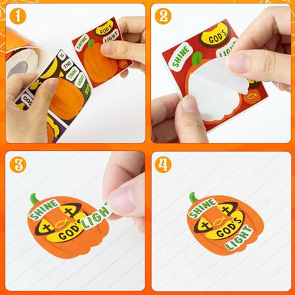 Haooryx Pumpkin Religious Sticker Roll, 300Pcs Make A Halloween Pumpkin Face - style: Religious Halloween pumpkin 1Roll