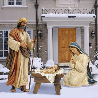 MorningRo 3 Pcs Metal Christmas Outdoor Nativity Scene Set (Retro) - size: 48.9''H