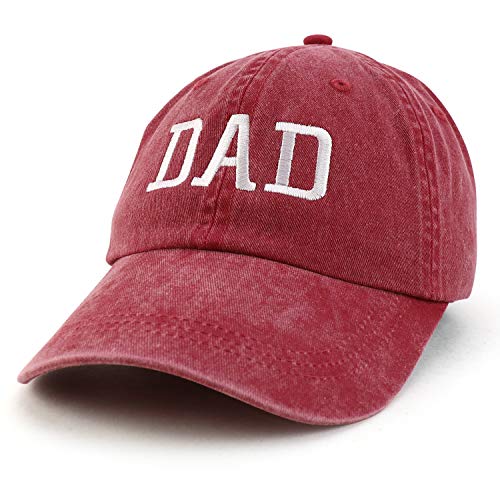 Trendy Apparel Shop Dad Embroidered Pigment Dyed Low Profile Cotton Cap - color: Burgundy