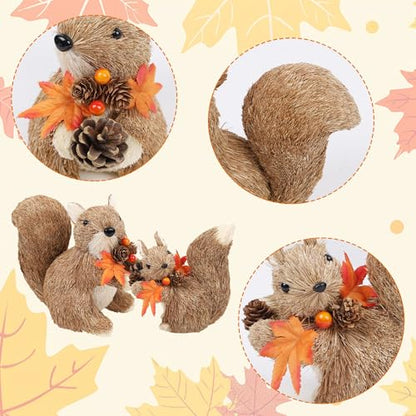 winemana Set of 2 Fall Decorations for Home Squirrels Table Decor - style: style 3