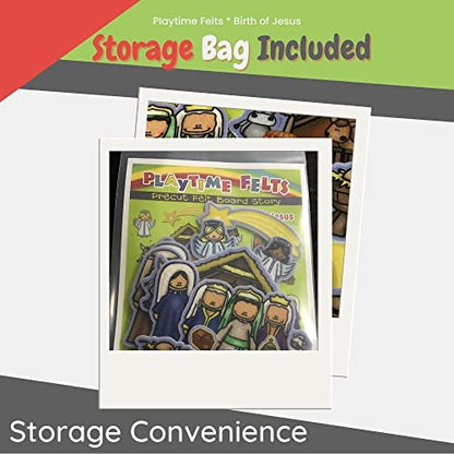Birth of Jesus Felt Story Set | 15 PRECUT & Ready to Play Durable Felt Pieces for Preschool Learning, Reusable Felt Board Stories
