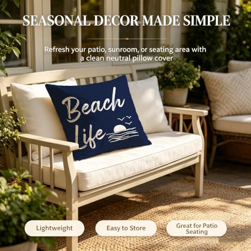 Beach Life Throw Pillow Cover 18x18 inch - color: Beach04