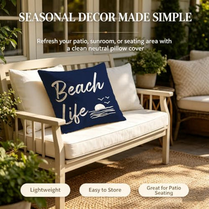 Beach Life Throw Pillow Cover 18x18 inch - color: Beach04