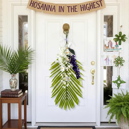Cinnvoice Palm Sunday Wreath Artificial Front Door Wreath - style: Palm Sunday
