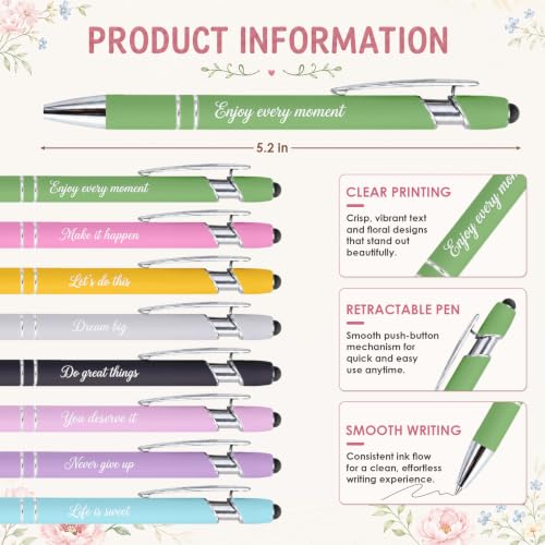 Sprial Notebooks with Pens 48 Pack, 5.5 x 4.7 Inch, Floral - color: Lush Botanical Motivational