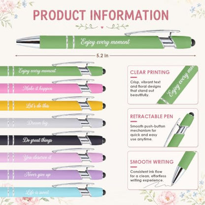 Sprial Notebooks with Pens 48 Pack, 5.5 x 4.7 Inch, Floral - color: Lush Botanical Motivational