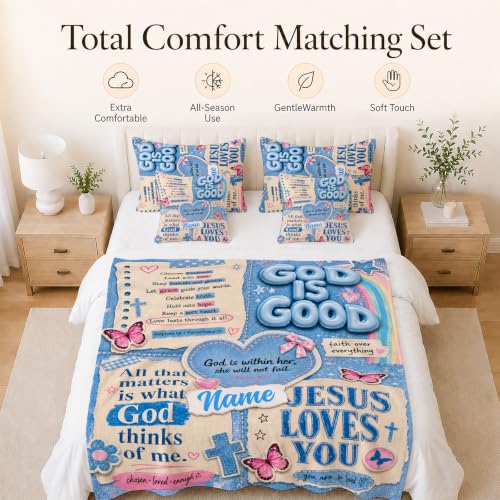 Personalized God Theme Blanket, Blue Inspiration Blankets for Travel Sofa - color: Blue