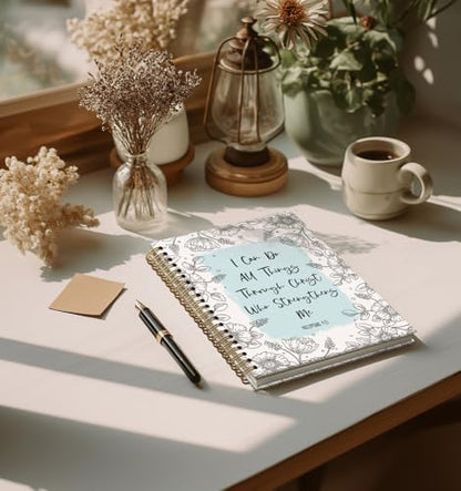 Prayer Journal for Women- Christian Bible Notebooks for Women Men,Inspirational Art Gifts for Church Members,I Can Do All Things Gold Spiral Bound Hardcover Bible Journaling,5.8"x8.3" - color: Bible 4:13