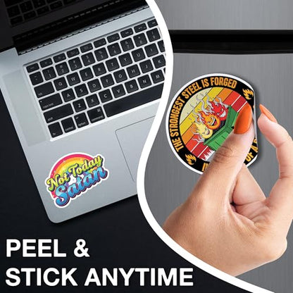 [3 PCS] Not Today Satan Sticker Colorful Christian Faith Rainbow Design - color: Sacred Geometry Sticker