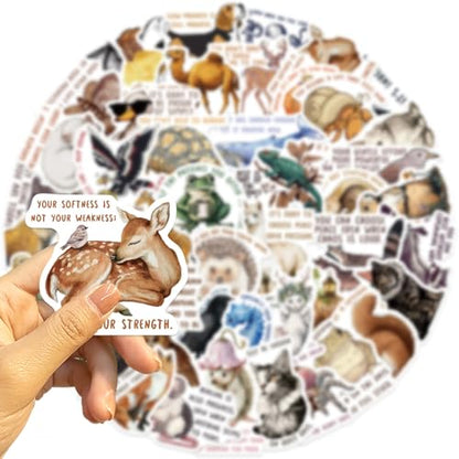 50PCS Animal Emotional Support Stickers, Motivational Stickers - style: Old World
