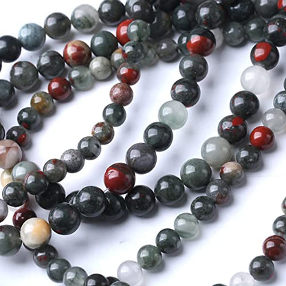 90PCS 4MM African Bloodstone Beads Natural Gemstone Round Stone Beads for Jewelry Making DIY Energy Stone Healing Power Bracelet 15" - color: African Bloodstone, size: 4MM
