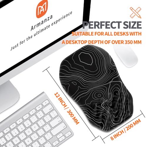 Ergonomic Slope Mouse Pad Wrist Support, Wrist Rest Mousepad for Carpal Tunnel Pain Relief with Massage Bulge and Slow Rebound Memory Foam (12x8 inch, Black Contour Lines) - color: Am016-black Contour Lines