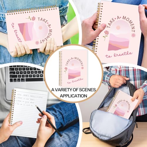 FDHSPAAM Pink Mental Health Spiral Journal Notebook 5.5x8.3in,Take A Moment to Breathe Inspirational Notebooks for Note Taking, Therapy Office Must Haves, Hardcover Notebook Journal - color: Boho-Pink
