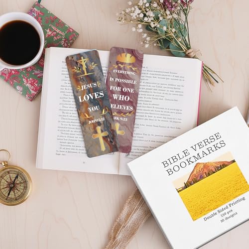 100 Bible Verse Bookmarks, Double-Sided Christian Book Markers - color: Marble