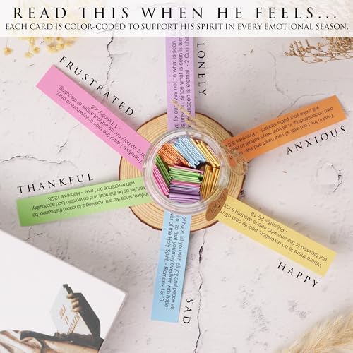 Hubby Bible Verse Jar – Father day Gifts for Husband, 92 Color-Coded Bible Verses “Read This When” | Christian gifts for men - color: Hubby Bible Verse Jar